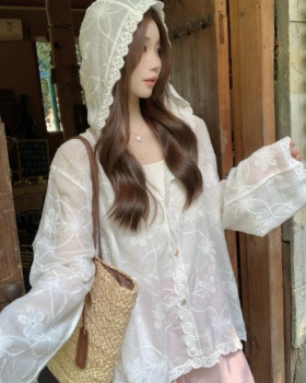 Hooded Korean style cardigan long sleeve tops for women