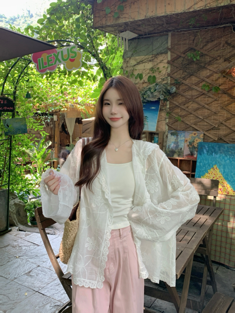 Hooded Korean style cardigan long sleeve tops for women