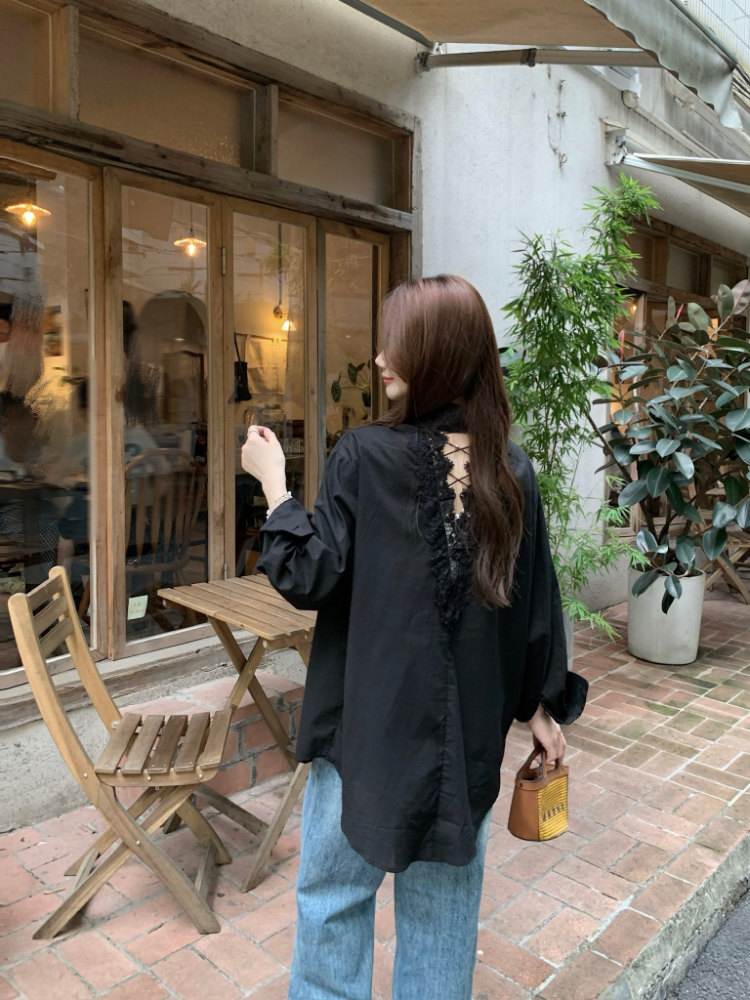 Loose lace shirt long sleeve sunscreen tops for women