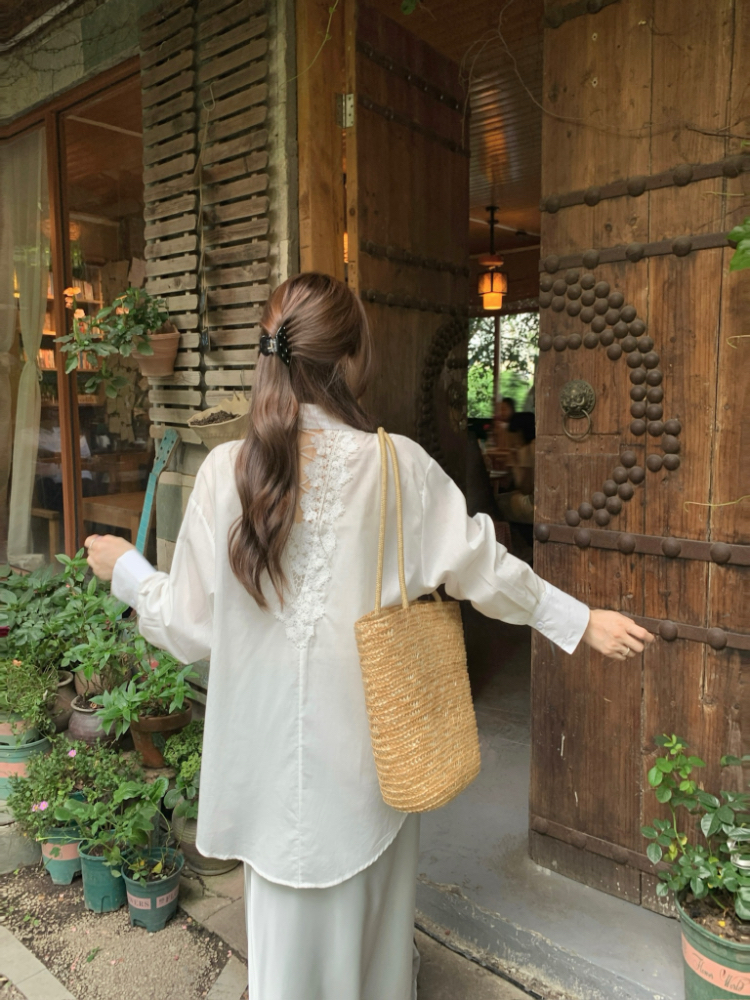 Loose lace shirt long sleeve sunscreen tops for women
