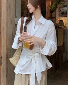 Pinched waist shirt irregular tops for women