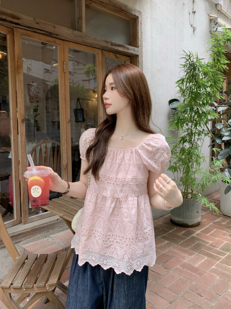 France style shirt square collar small shirt for women