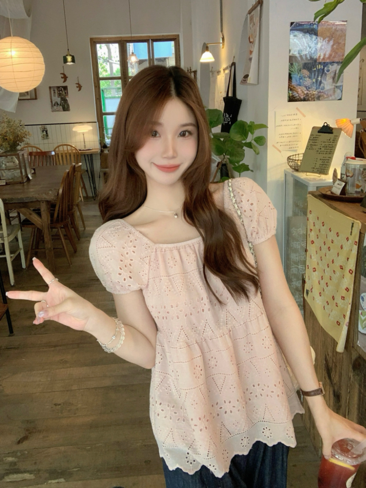 France style shirt square collar small shirt for women