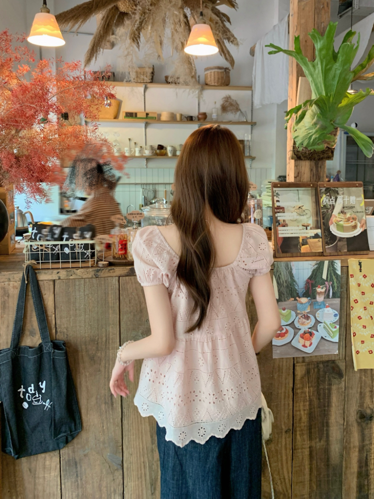 France style shirt square collar small shirt for women