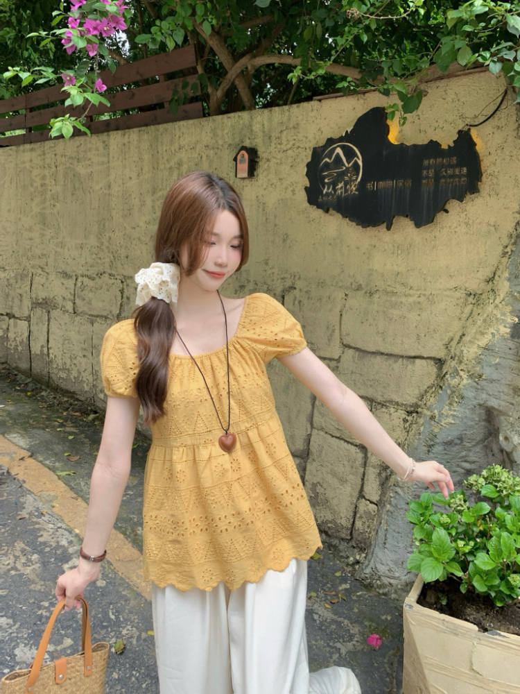 France style shirt square collar small shirt for women