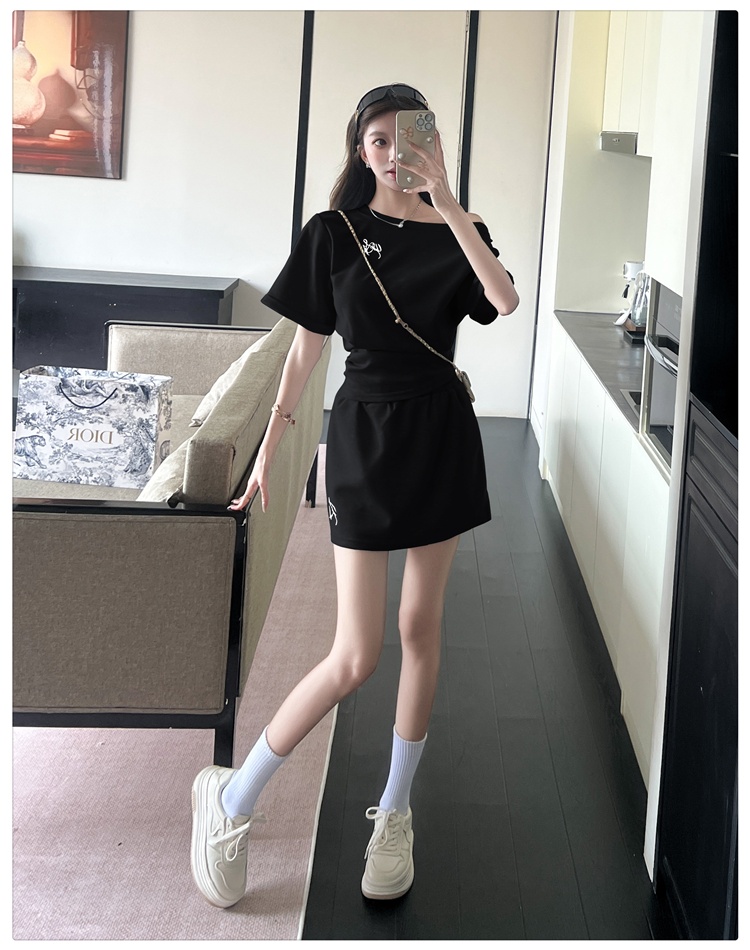Summer short skirt Casual tops 2pcs set