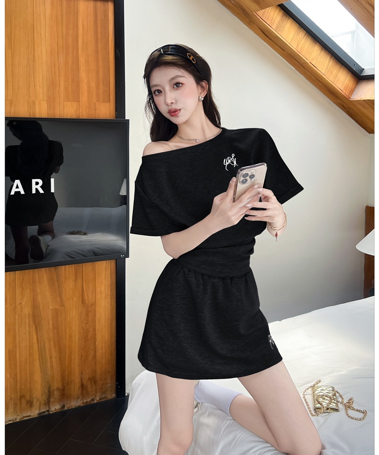 Summer short skirt Casual tops 2pcs set