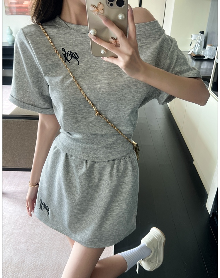Summer short skirt Casual tops 2pcs set