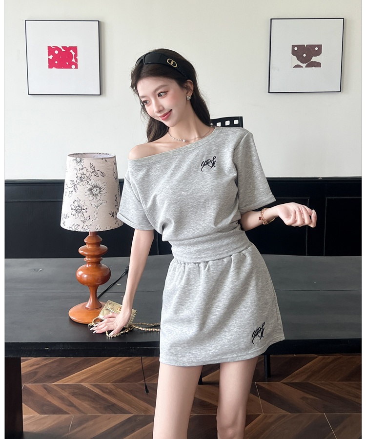 Summer short skirt Casual tops 2pcs set