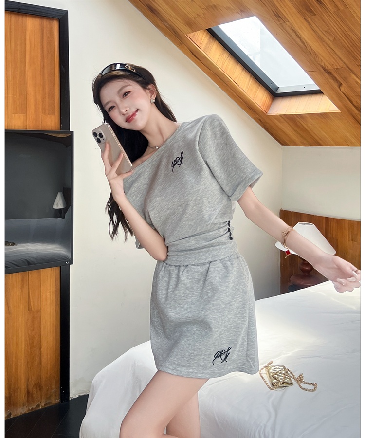 Summer short skirt Casual tops 2pcs set