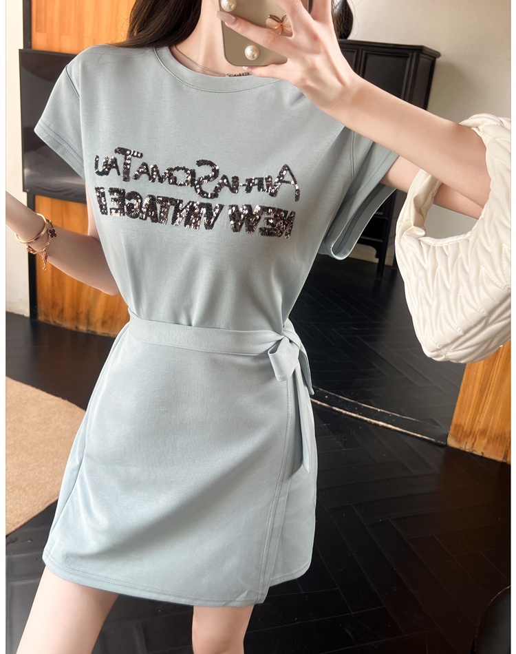 Summer A-line slim dress irregular short sleeve T-back