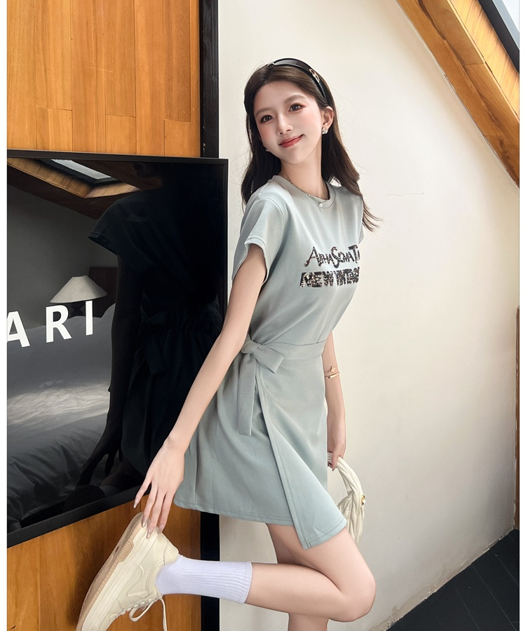 Summer A-line slim dress irregular short sleeve T-back
