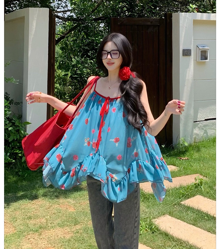 Chiffon tops vacation small sling for women