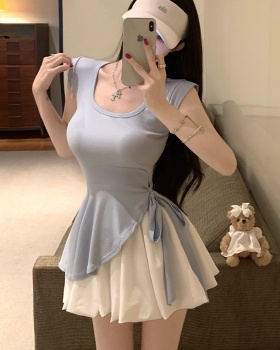 Summer bandage tops fashion short skirt 2pcs set