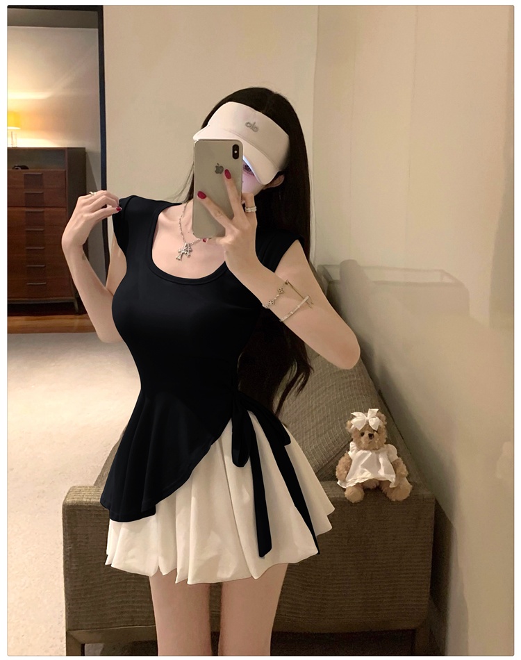 Summer bandage tops fashion short skirt 2pcs set