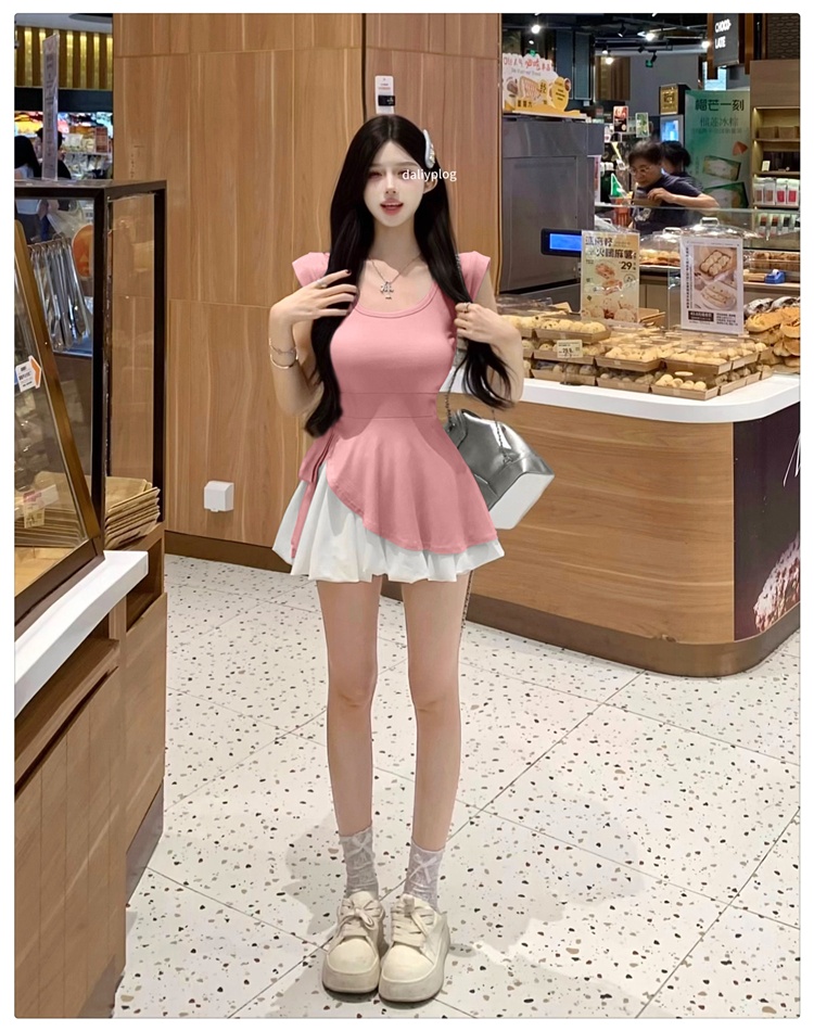 Summer bandage tops fashion short skirt 2pcs set