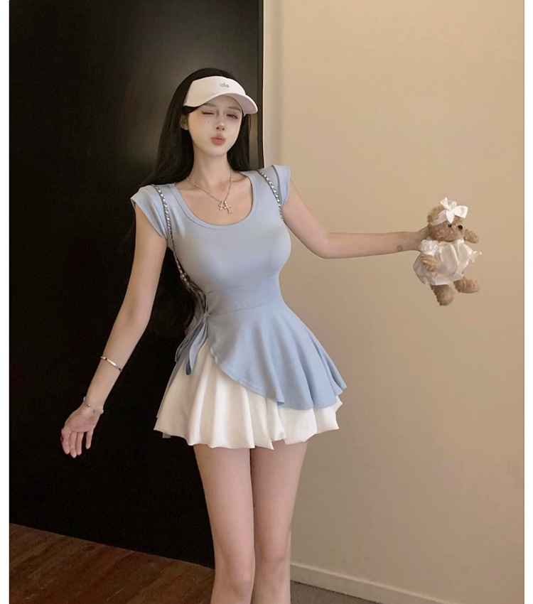 Summer bandage tops fashion short skirt 2pcs set