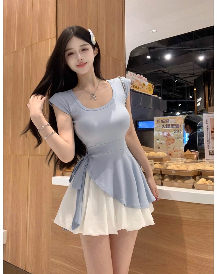 Summer bandage tops fashion short skirt 2pcs set