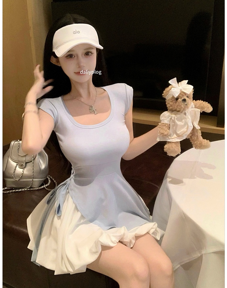 Summer bandage tops fashion short skirt 2pcs set