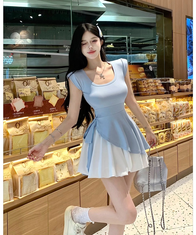 Summer bandage tops fashion short skirt 2pcs set