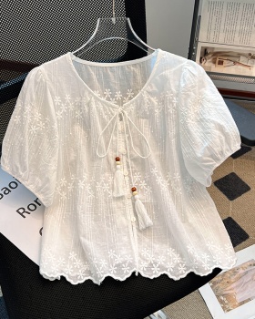 France style summer small shirt puff sleeve tops for women