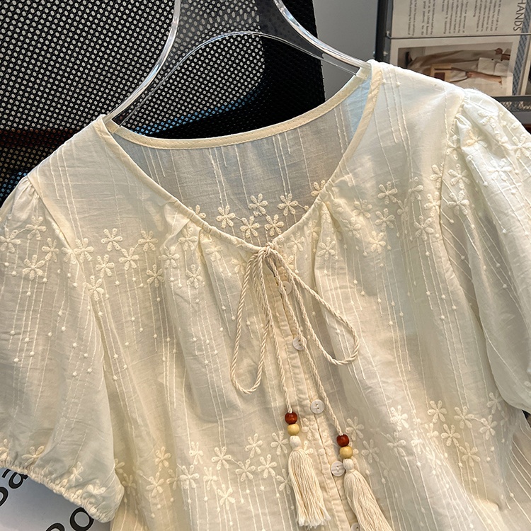 France style summer small shirt puff sleeve tops for women