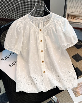 Embroidery lazy Western style four seasons summer shirt for women