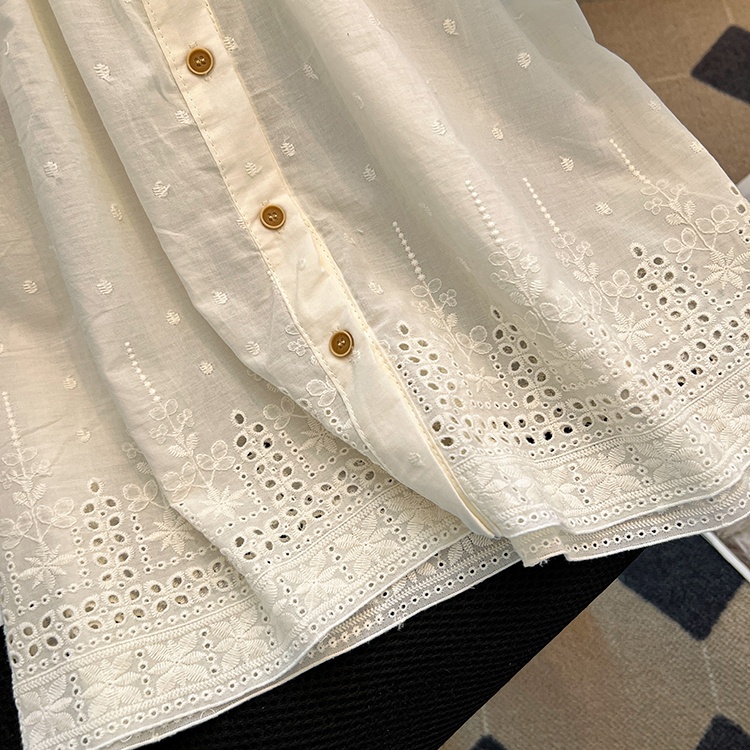 Embroidery lazy Western style four seasons summer shirt for women