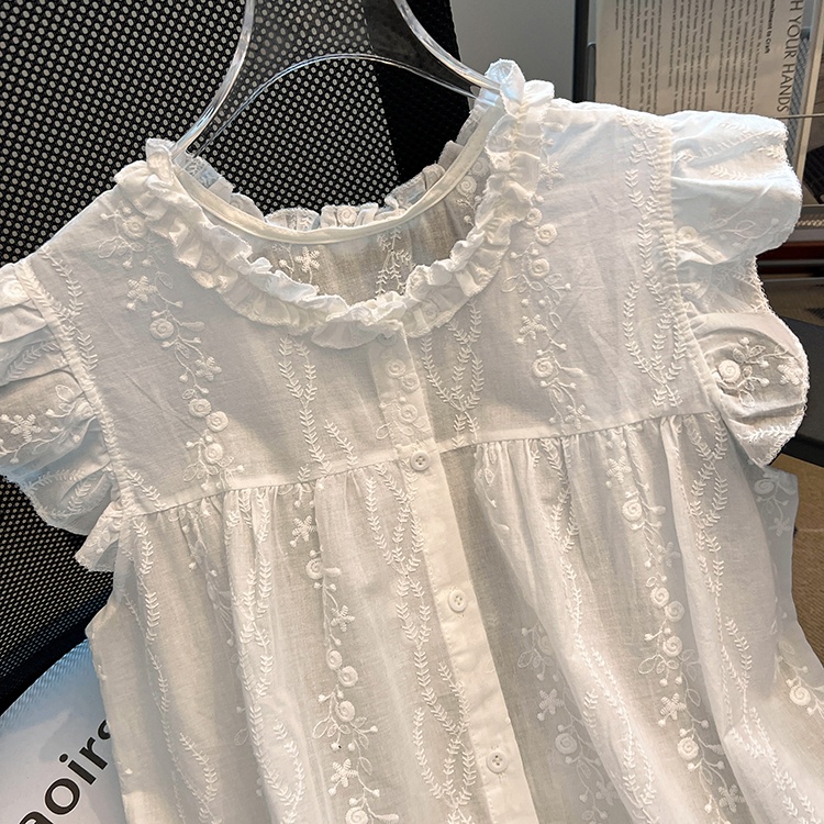 White France style wood ear shirt summer sweet tops