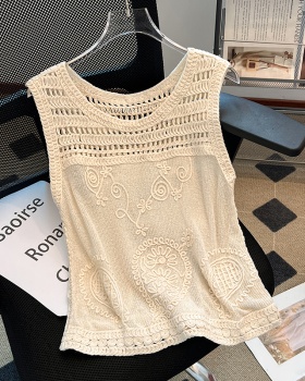 Knitted France style tops halter sling vest for women
