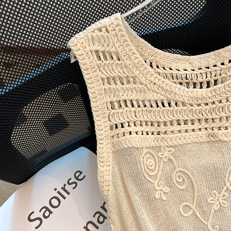 Knitted France style tops halter sling vest for women