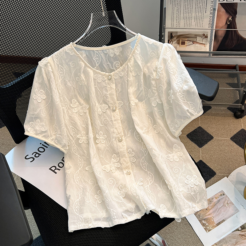 Summer short sleeve tops chanelstyle France style small shirt
