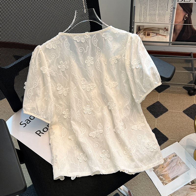 Summer short sleeve tops chanelstyle France style small shirt