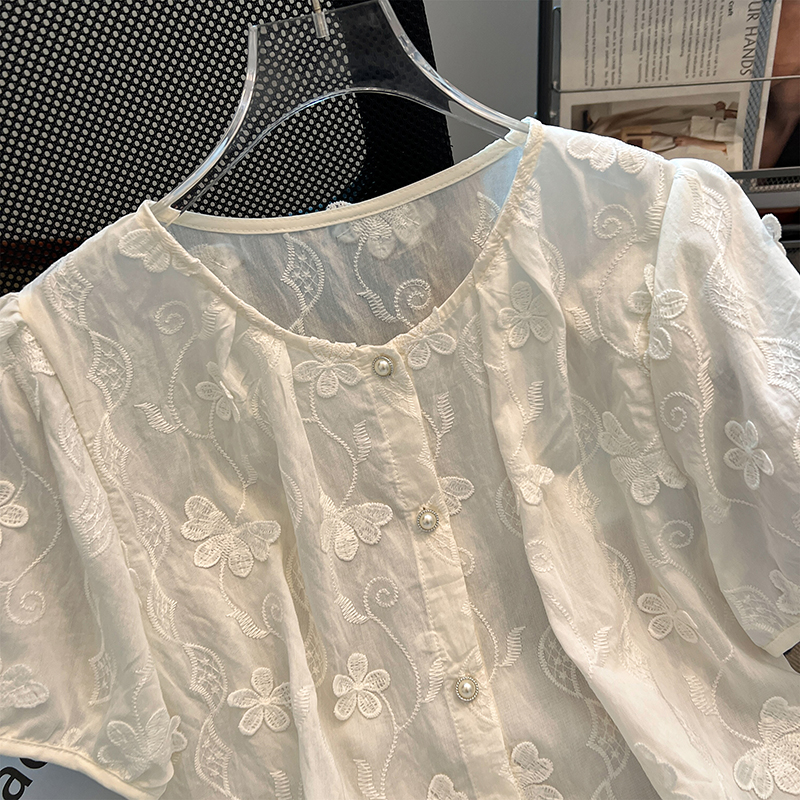 Summer short sleeve tops chanelstyle France style small shirt