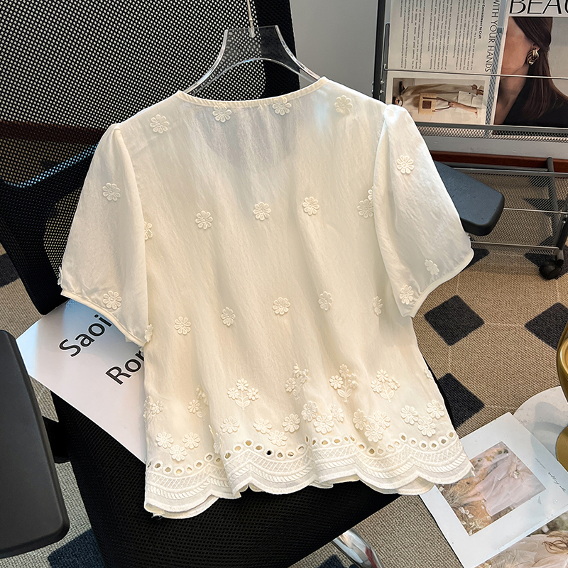 Puff sleeve doll shirt short sleeve tops for women