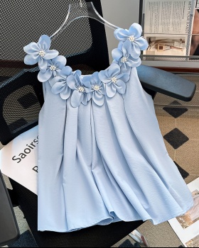 Short halter sleeveless dress vacation flowers strap dress