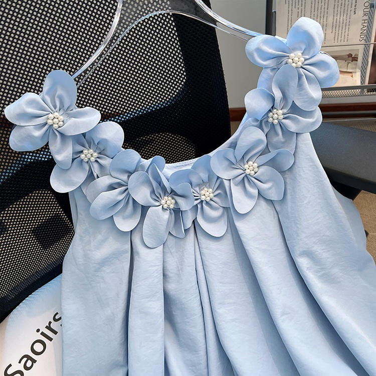 Short halter sleeveless dress vacation flowers strap dress