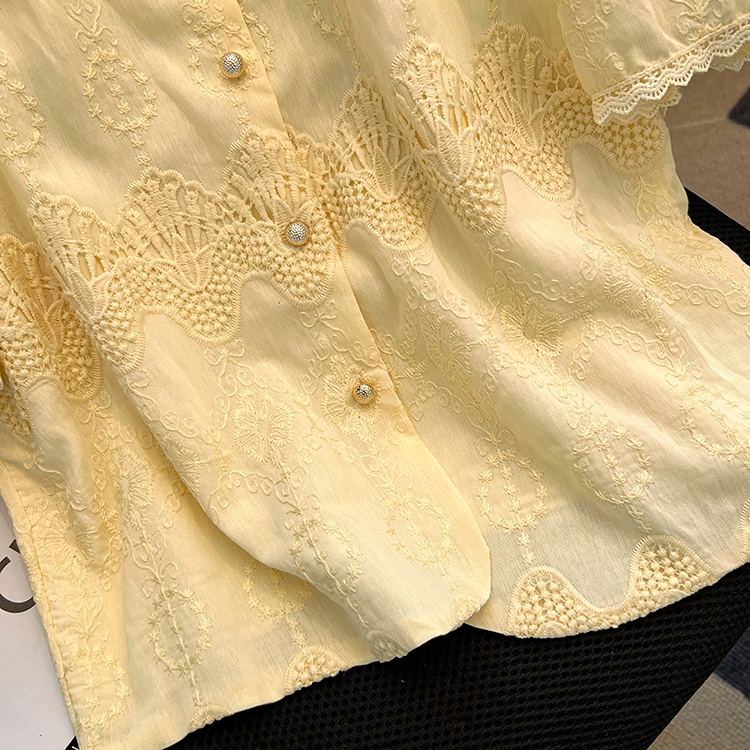Short sleeve lace shirt chanelstyle France style tops for women