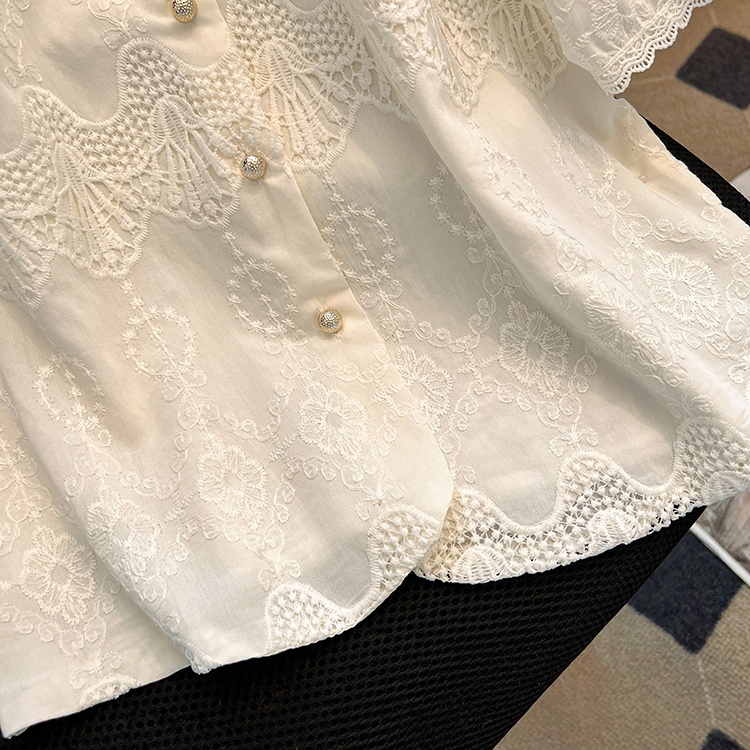 Short sleeve lace shirt chanelstyle France style tops for women
