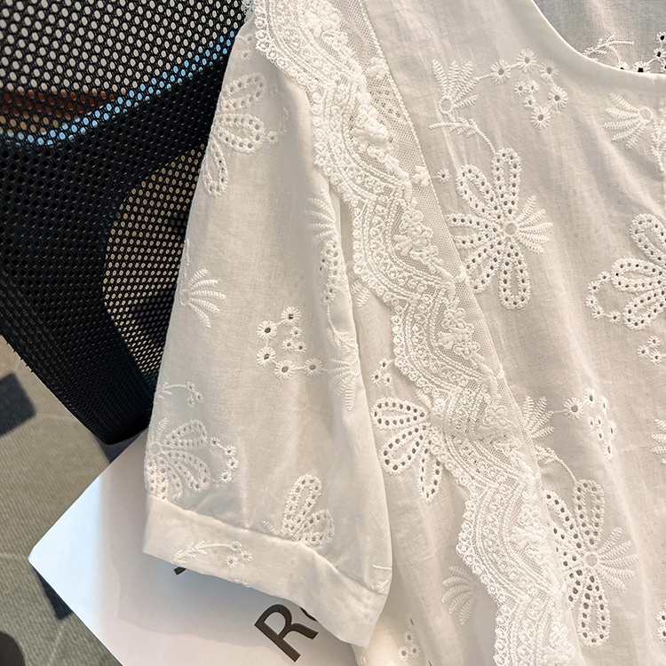 Lace summer shirt show young white tops for women
