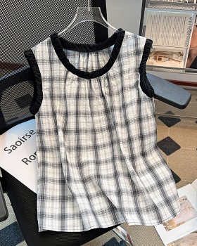 Show young plaid doll shirt sleeveless vest for women