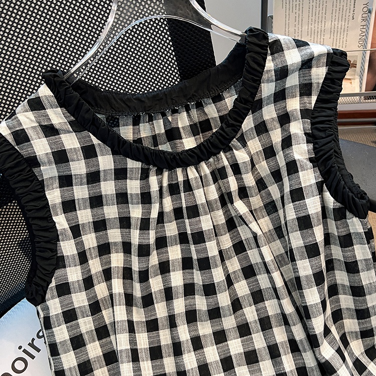 Show young plaid doll shirt sleeveless vest for women