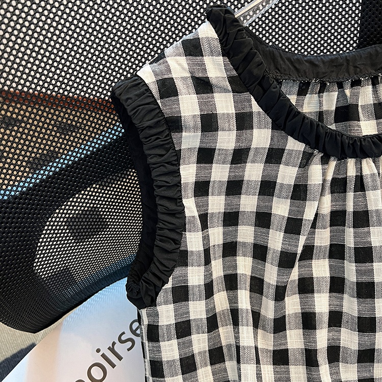 Show young plaid doll shirt sleeveless vest for women