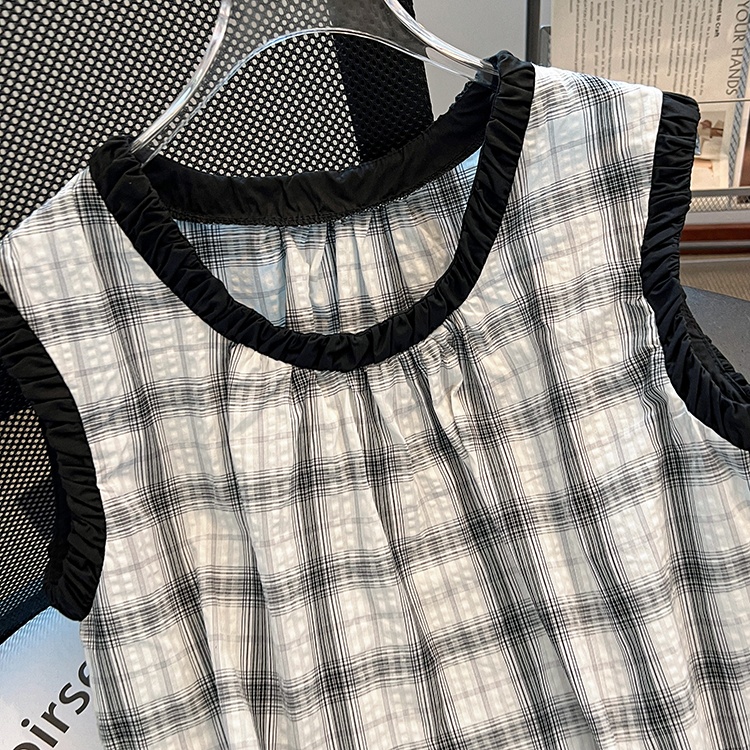 Show young plaid doll shirt sleeveless vest for women