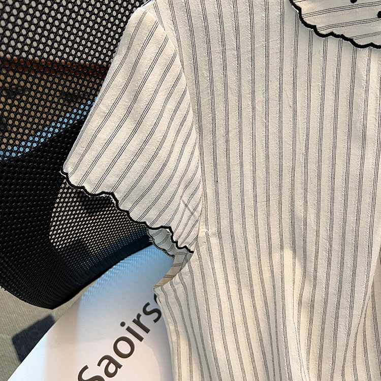 Thin France style small shirt stripe shirt for women