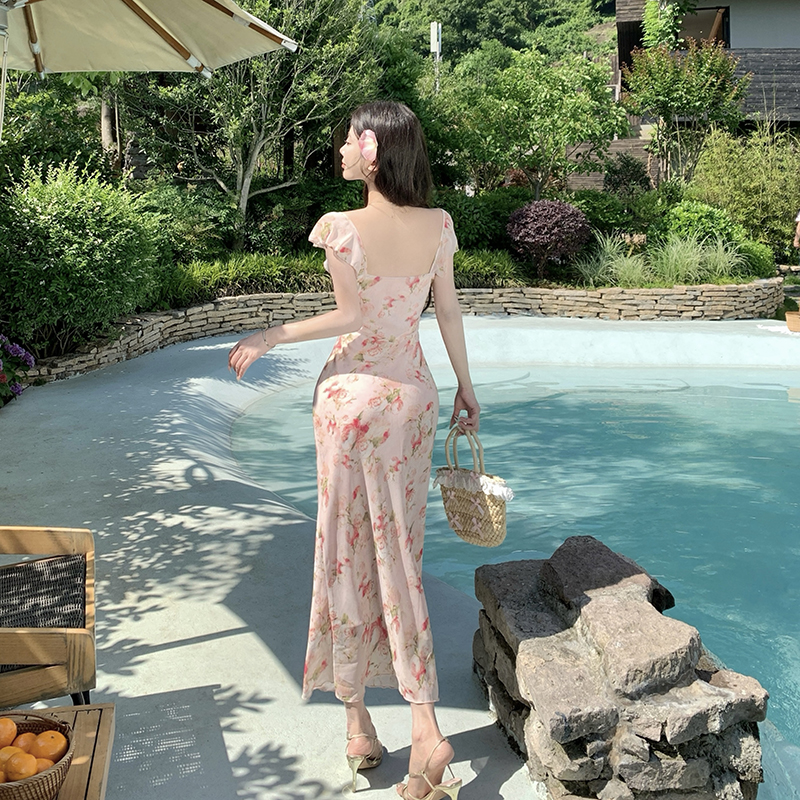Enticement lotus leaf collar slim was white sexy dress