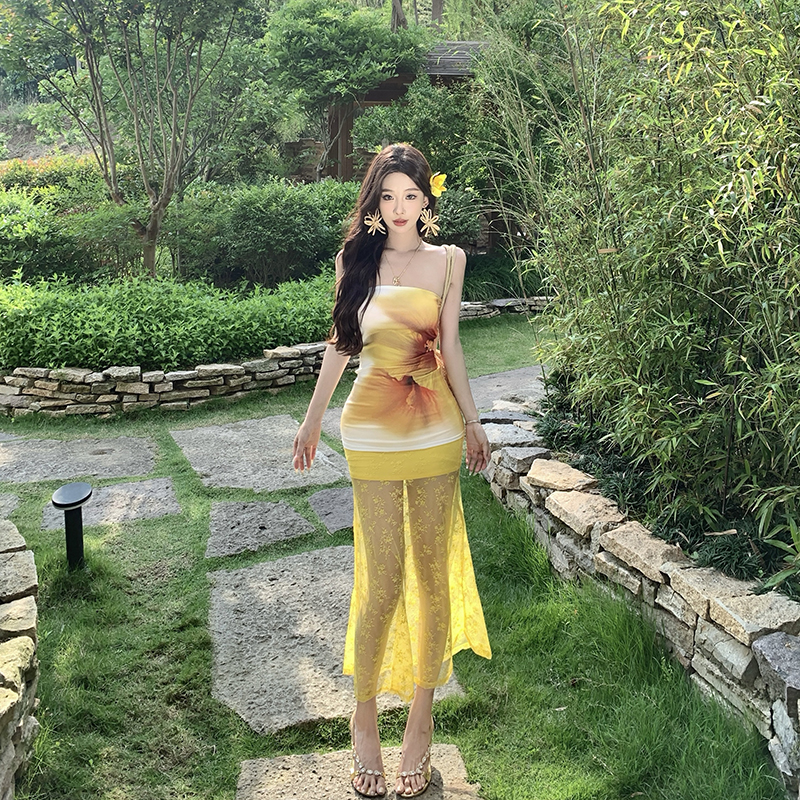 Spicegirl skirt printing vest 2pcs set for women
