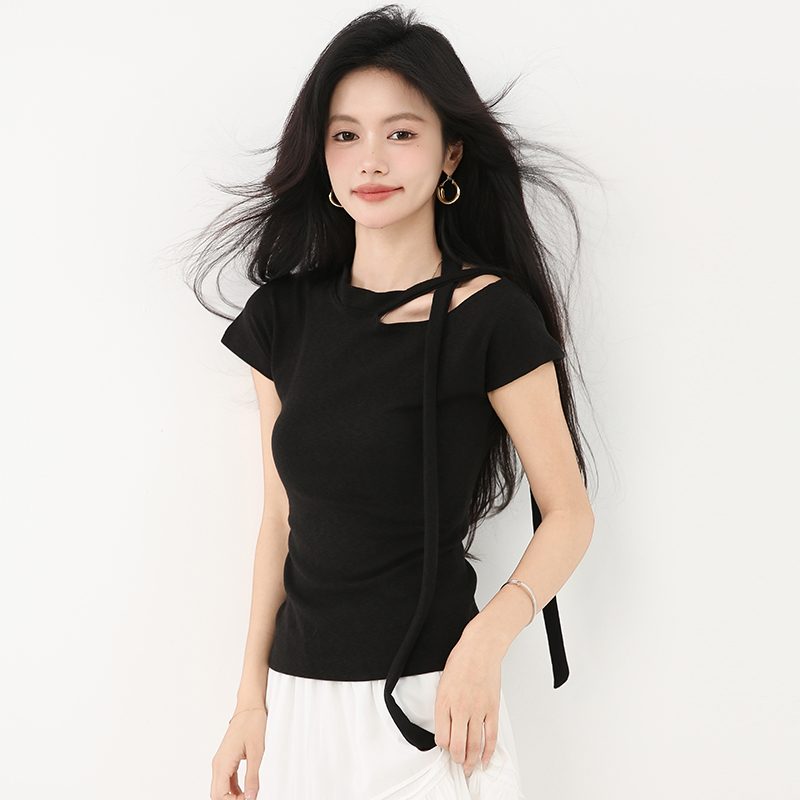 Temperament summer T-shirt streamer tops