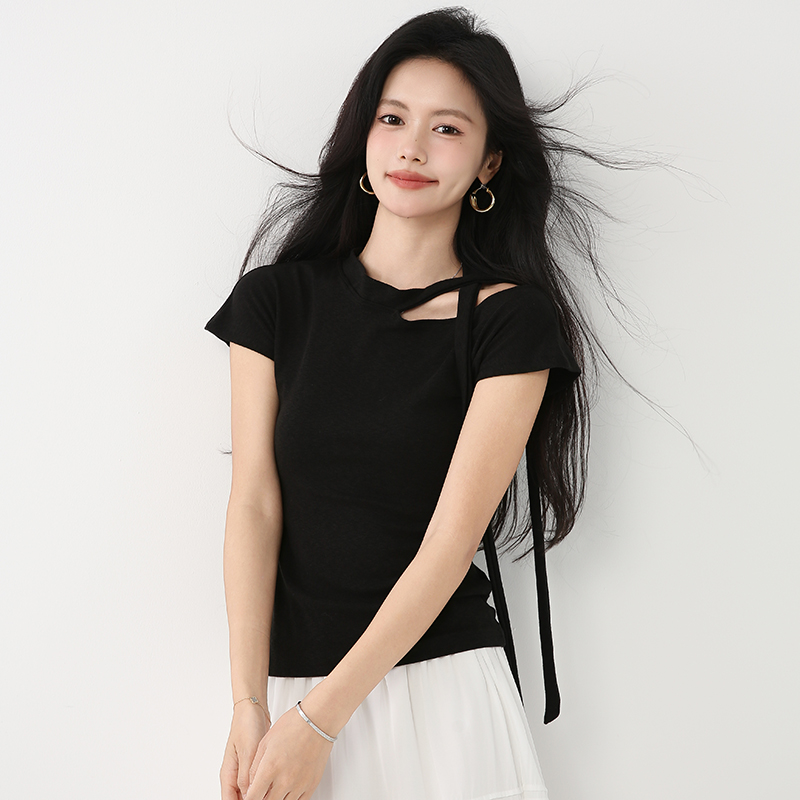 Temperament summer T-shirt streamer tops