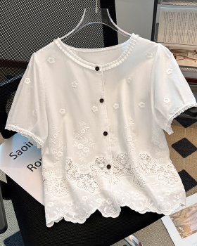 Embroidery tops Korean style small shirt for women